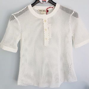 NWT ZARA SRPLS White Net Top